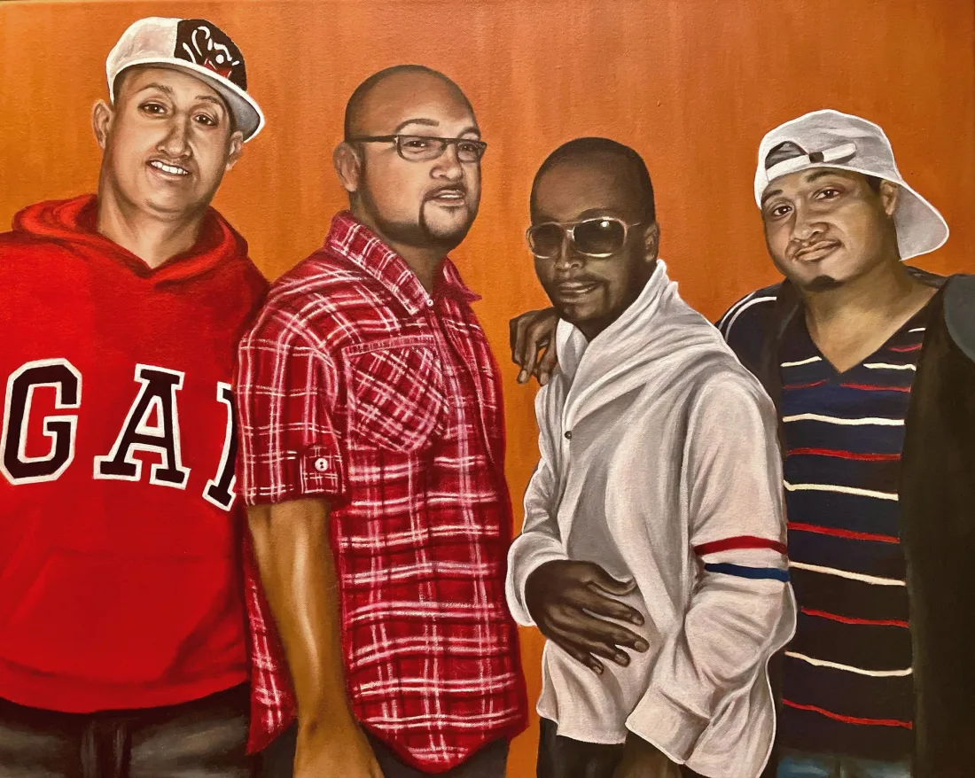 Family group portrait painting
