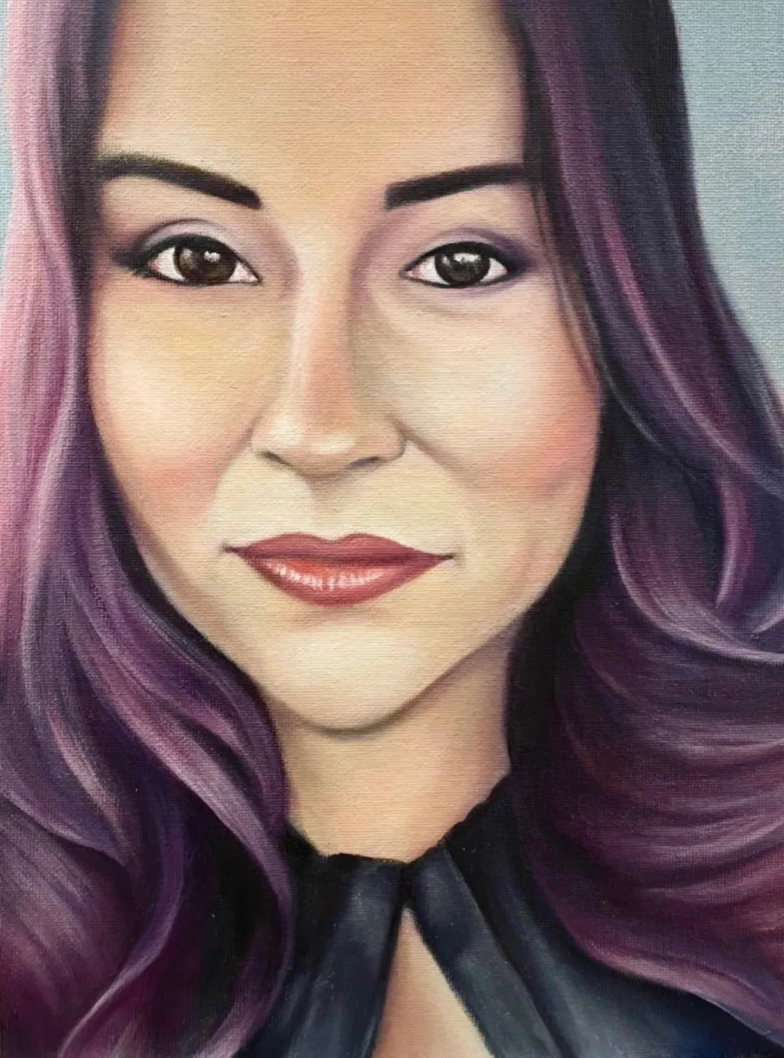 Oil portrait of a man in a hooded sweatshirt